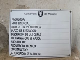 Letrero Permiso Obra Ajuntament Marratxí Med80x40
