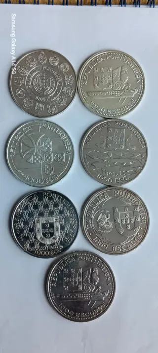 7 Moedas 1000 Escudos Portugal