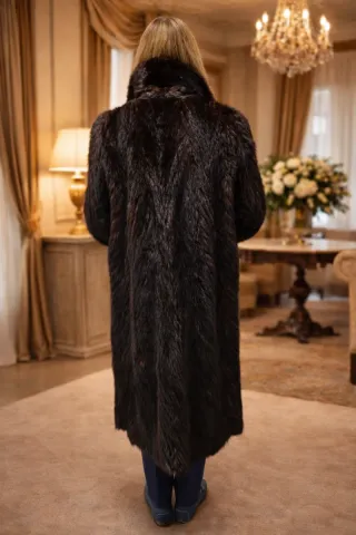 Abrigo de piel marrón