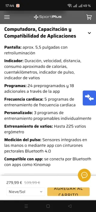 Bicicleta Estática Premium SportPlus