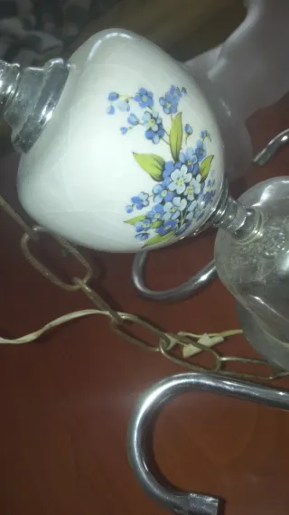 Lámpara de techo antigua cristal y cerámica