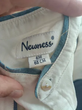 Conjunto camisa blanca y peto bebé rayas