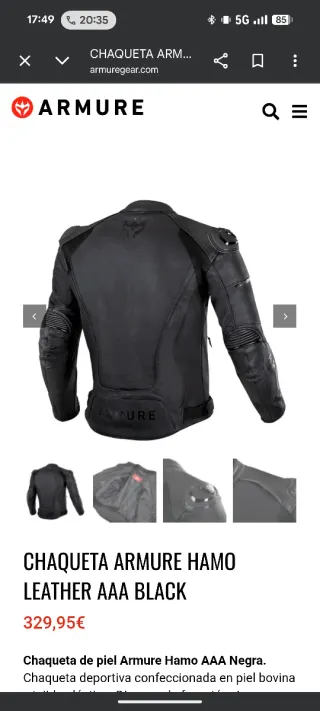 Chaqueta de Piel Armure AAA Negra - M