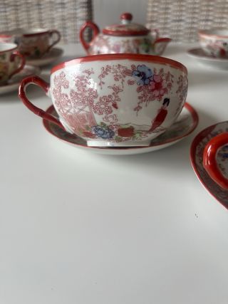 Juego de té japonés porcelana 6 tazas y una jarrit