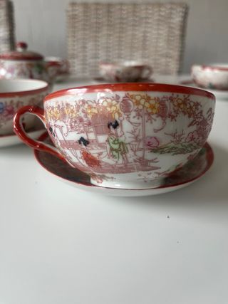 Juego de té japonés porcelana 6 tazas y una jarrit