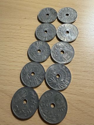Envio gratis : X10 monedas 25 centimos 1937 MBC+