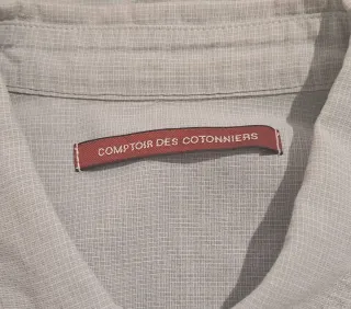 Vestido camisero de algodón gris y blanco