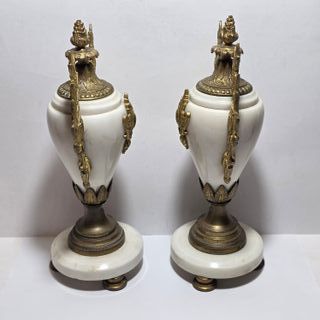 Coppia di Cossolette Marmo e Bronzo Fine XIX