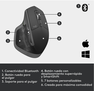 Ratón inalámbrico ergonómico Logitech MX Master 2S