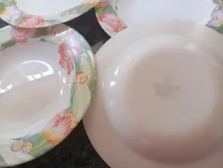Juego 4 Platos Soperos Porcelana Flores