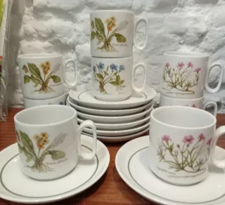 Set 8 tazzine da caffè vintage floreali
