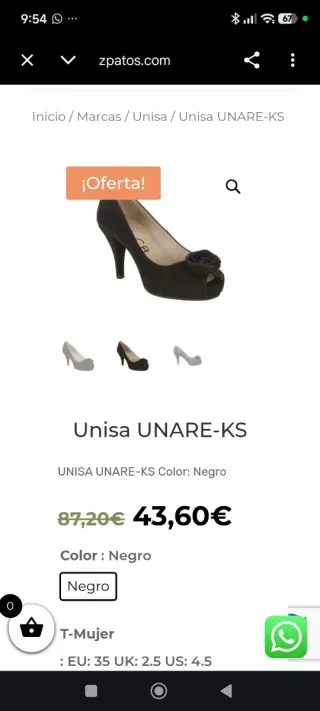 Excelentes tacones Unisa Negros 37 "