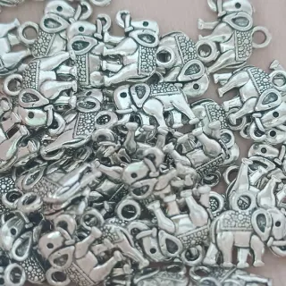 50 Charms de Elefante Plateado