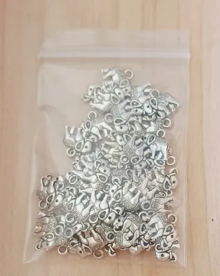 50 Charms de Elefante Plateado
