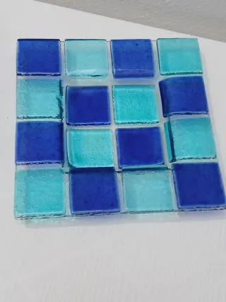 Posacenere vintage vetro blu e turchese