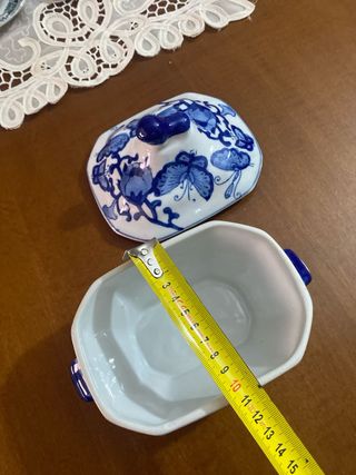 Caja de porcelana China antigua mariposas porporce