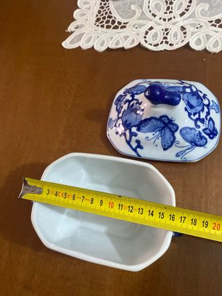 Caja de porcelana China antigua mariposas porporce