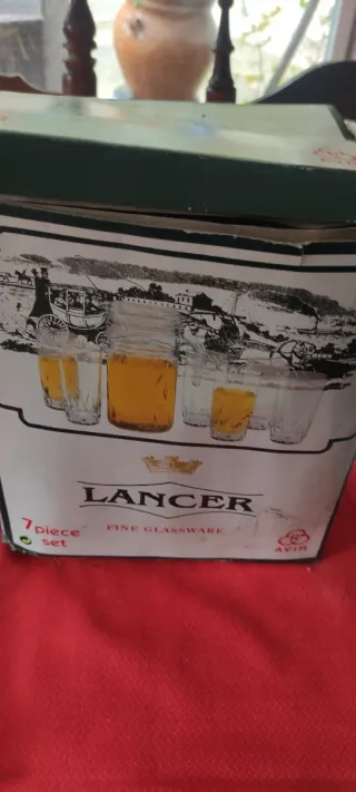 Juego 6 vasos y 1 jarra cristal