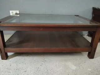 Mesa centro madera y cristal