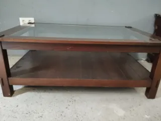 Mesa centro madera y cristal