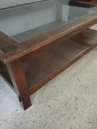 Mesa centro madera y cristal