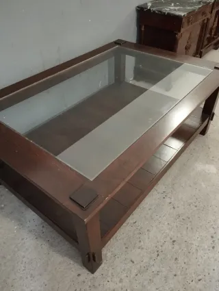 Mesa centro madera y cristal