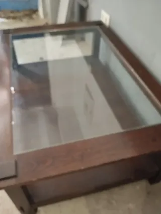 Mesa centro madera y cristal