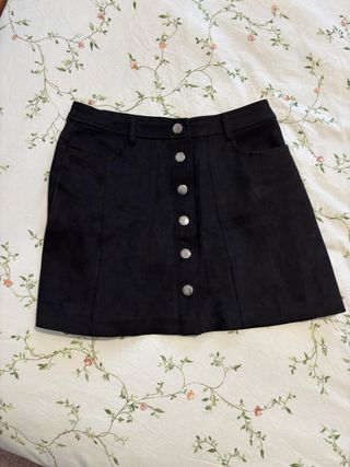 Falda Zara ante negra botones