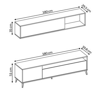 Mueble TV Salón 180cm Madera y Blanco