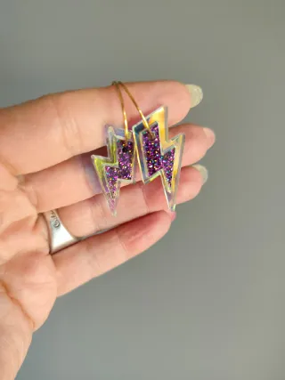 Pendientes metacrilato rayo multicolor