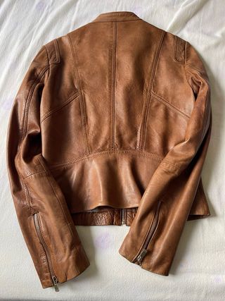 Cazadora de piel cien por ovino Mango marrón mujer