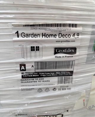 Caseta De Jardín En Resina 4,9 m2 Deco Gris Blanco