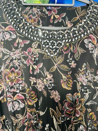 Vestido Kaftán Negro Estampado Floral