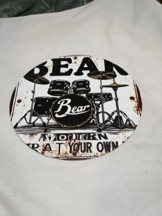 Placa Metálica Batería Música Bear