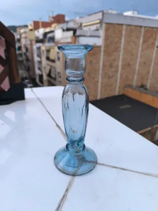 Candelabro de cristal azul
