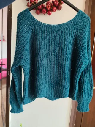 Maglioncino donna lana teal