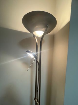 Lámpara de pie salón inox 2 luces