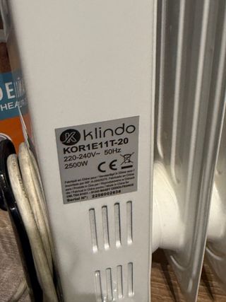 Calentador de aceite Klindo 2000W garantia 2027