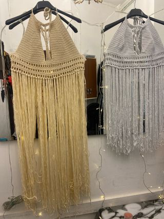 Top tejido crochet con flecos