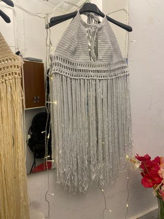 Top tejido crochet con flecos