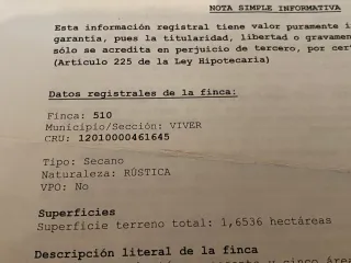Terreno en Viver, partida  el Molar Polígono 25.