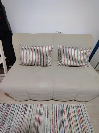 Sofá Cama IKEA Beige Con Almohadones Ancho 140