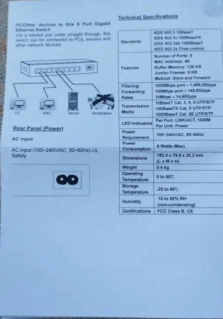 Switch Gigamedia GGM GS08 8 Puertos Gigabit