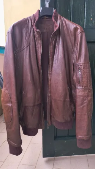 Giubbotto in Pelle Vintage Combipel Marrone