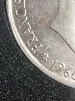 Moneda Plata 100 pts Franco 1966