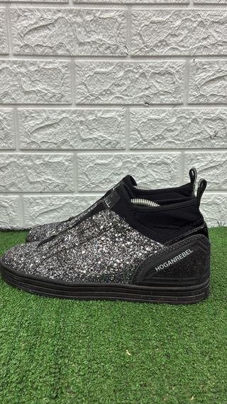 Scarpe Hogan Glitter Nero Argento Donna