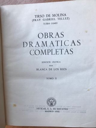 Obras dramáticas completas II. Tirso de Molina