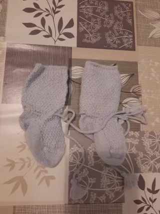 Scarpine lana e cotone neonato fatte a mano