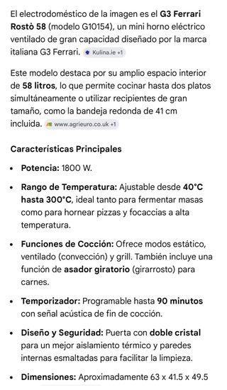 Horno Eléctrico Ferrari 58L Nuevo