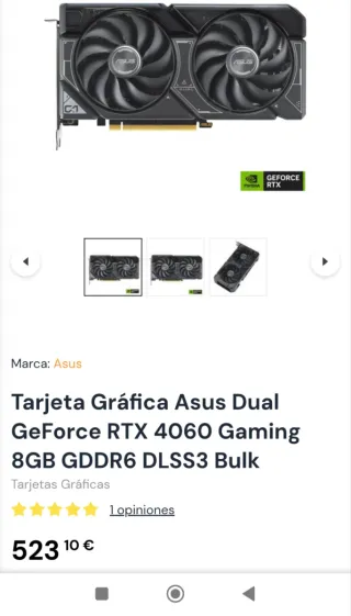 Tarjeta Gráfica Asus Dual RTX 4060 8GB